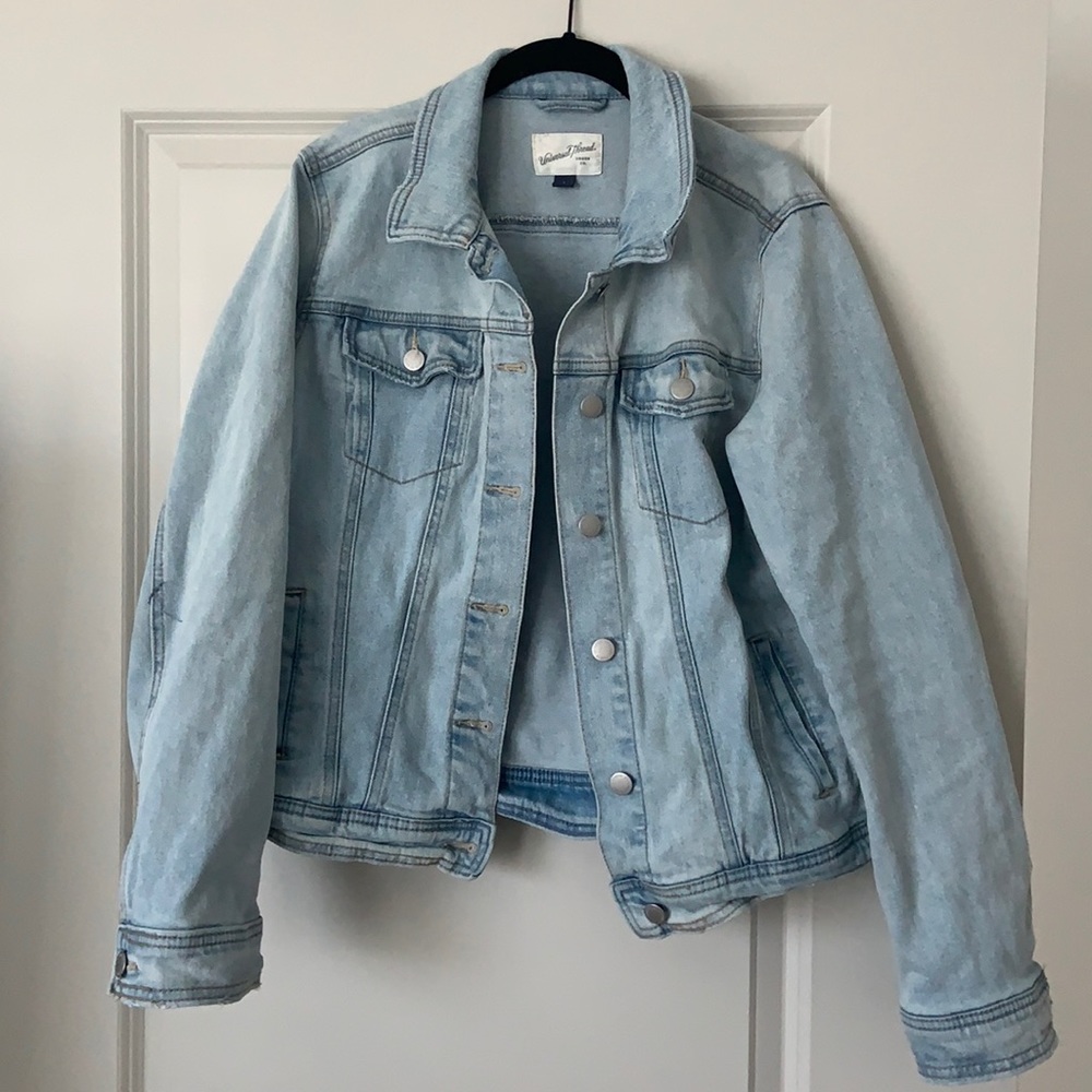 Worn once, light blue jean jacket